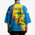 United States Virgin Islands Kimono with Blue Yellow Wave Design and Island Map Bird - Wonder Print Shop