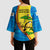 United States Virgin Islands Kimono Sleeve Blouse with Blue Yellow Wave Design and Island Map Bird - Wonder Print Shop