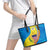 United States Virgin Islands Leather Tote Bag with Blue Yellow Wave Design and Island Map Bird - Wonder Print Shop