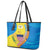 United States Virgin Islands Leather Tote Bag with Blue Yellow Wave Design and Island Map Bird - Wonder Print Shop