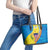 United States Virgin Islands Leather Tote Bag with Blue Yellow Wave Design and Island Map Bird - Wonder Print Shop