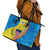 United States Virgin Islands Leather Tote Bag with Blue Yellow Wave Design and Island Map Bird - Wonder Print Shop