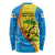 United States Virgin Islands Long Sleeve Shirt with Blue Yellow Wave Design and Island Map Bird - Wonder Print Shop