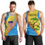 United States Virgin Islands Men Tank Top with Blue Yellow Wave Design and Island Map Bird - Wonder Print Shop