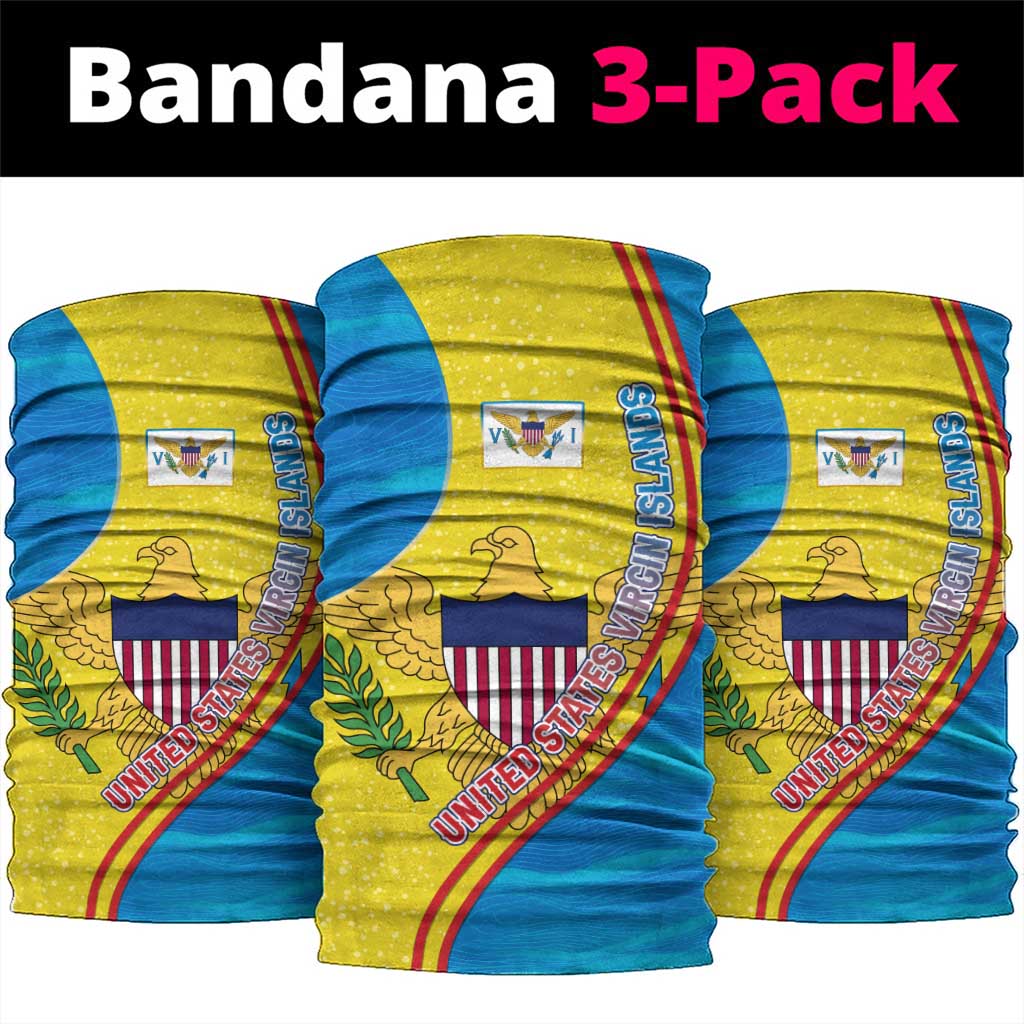 United States Virgin Islands Neck Gaiter with Blue Yellow Wave Design and Island Map Bird - Wonder Print Shop