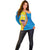 United States Virgin Islands Off Shoulder Sweater with Blue Yellow Wave Design and Island Map Bird - Wonder Print Shop