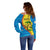 United States Virgin Islands Off Shoulder Sweater with Blue Yellow Wave Design and Island Map Bird - Wonder Print Shop