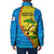 United States Virgin Islands Padded Jacket with Blue Yellow Wave Design and Island Map Bird - Wonder Print Shop