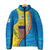United States Virgin Islands Padded Jacket with Blue Yellow Wave Design and Island Map Bird - Wonder Print Shop