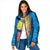 United States Virgin Islands Padded Jacket with Blue Yellow Wave Design and Island Map Bird - Wonder Print Shop
