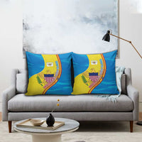 United States Virgin Islands Pillow Cover with Blue Yellow Wave Design and Island Map Bird - Wonder Print Shop