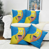 United States Virgin Islands Pillow Cover with Blue Yellow Wave Design and Island Map Bird - Wonder Print Shop