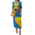 United States Virgin Islands Puletasi with Blue Yellow Wave Design and Island Map Bird - Wonder Print Shop
