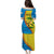 United States Virgin Islands Puletasi with Blue Yellow Wave Design and Island Map Bird - Wonder Print Shop