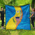 United States Virgin Islands Quilt with Blue Yellow Wave Design and Island Map Bird - Wonder Print Shop