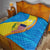 United States Virgin Islands Quilt with Blue Yellow Wave Design and Island Map Bird - Wonder Print Shop