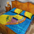 United States Virgin Islands Quilt Bed Set with Blue Yellow Wave Design and Island Map Bird - Wonder Print Shop