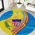 United States Virgin Islands Round Carpet with Blue Yellow Wave Design and Island Map Bird - Wonder Print Shop