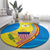 United States Virgin Islands Round Carpet with Blue Yellow Wave Design and Island Map Bird - Wonder Print Shop