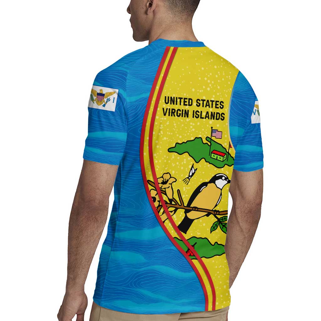 United States Virgin Islands Rugby Jersey with Blue Yellow Wave Design and Island Map Bird - Wonder Print Shop