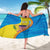 United States Virgin Islands Sarong with Blue Yellow Wave Design and Island Map Bird - Wonder Print Shop
