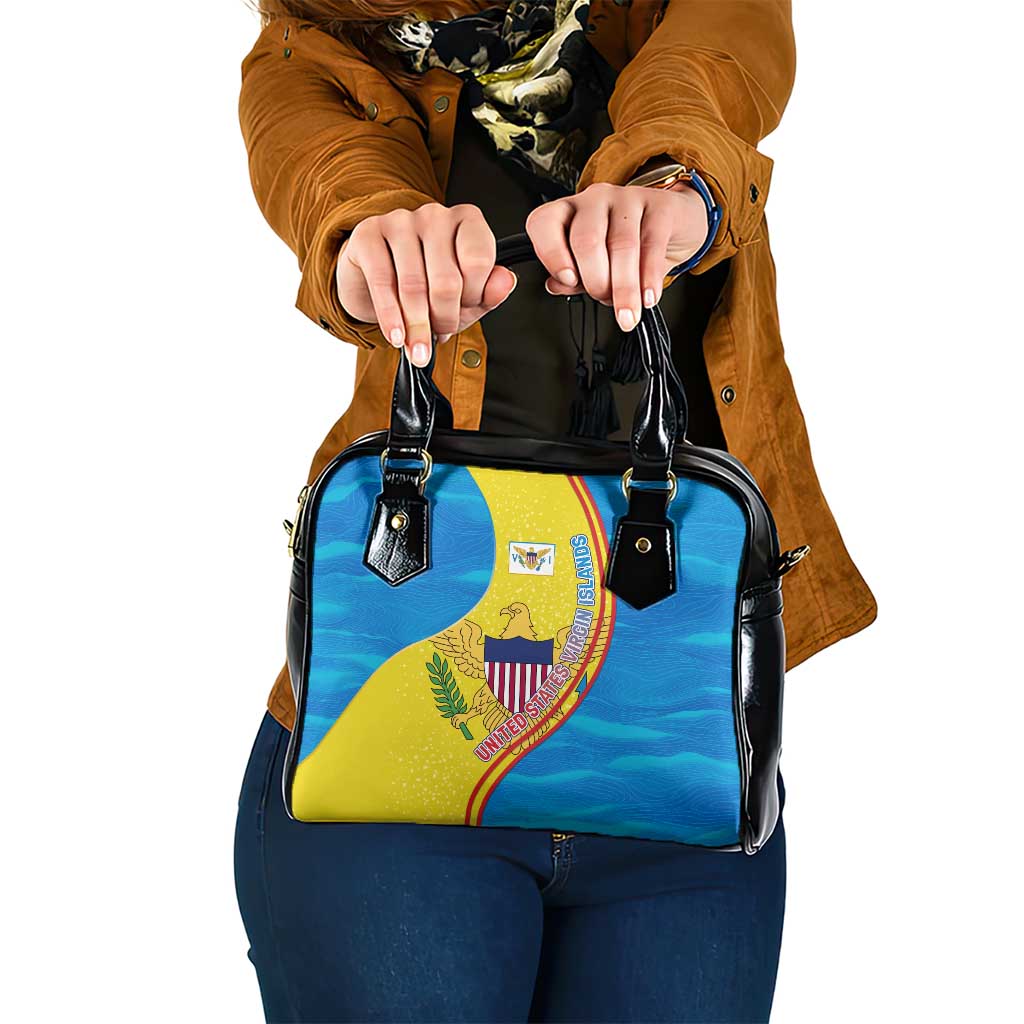 United States Virgin Islands Shoulder Handbag with Blue Yellow Wave Design and Island Map Bird - Wonder Print Shop