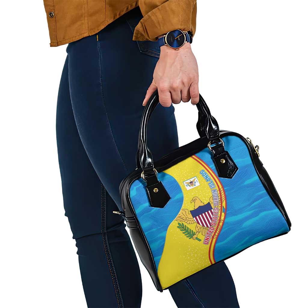 United States Virgin Islands Shoulder Handbag with Blue Yellow Wave Design and Island Map Bird - Wonder Print Shop