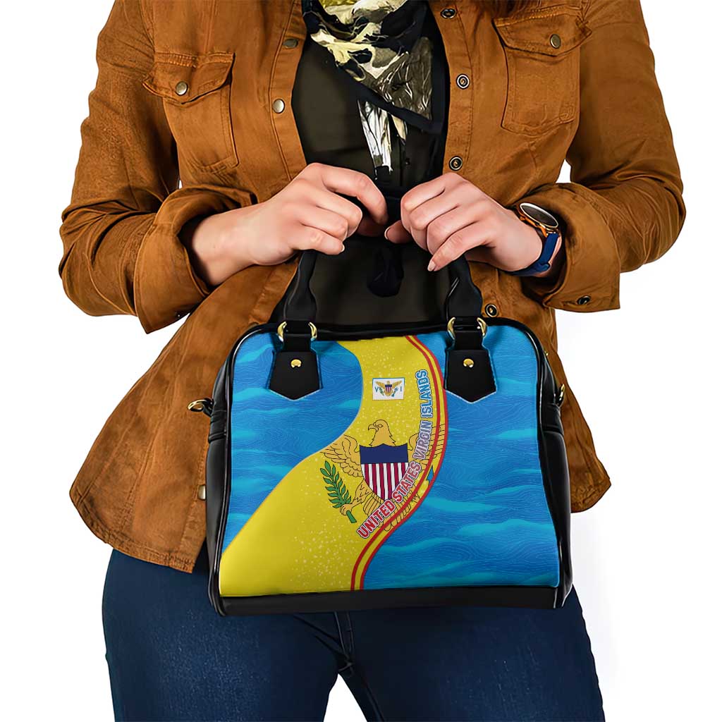 United States Virgin Islands Shoulder Handbag with Blue Yellow Wave Design and Island Map Bird - Wonder Print Shop