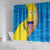 United States Virgin Islands Shower Curtain with Blue Yellow Wave Design and Island Map Bird - Wonder Print Shop