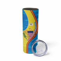 United States Virgin Islands Skinny Tumbler with Blue Yellow Wave Design and Island Map Bird - Wonder Print Shop