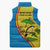 United States Virgin Islands Sleeveless Puffer Jacket with Blue Yellow Wave Design and Island Map Bird - Wonder Print Shop