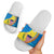 United States Virgin Islands Slide Sandals with Blue Yellow Wave Design and Island Map Bird - Wonder Print Shop