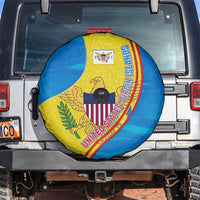 United States Virgin Islands Spare Tire Cover with Blue Yellow Wave Design and Island Map Bird - Wonder Print Shop