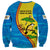 United States Virgin Islands Sweatshirt with Blue Yellow Wave Design and Island Map Bird - Wonder Print Shop