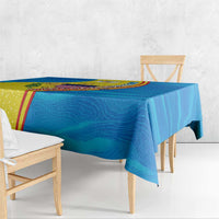 United States Virgin Islands Tablecloth with Blue Yellow Wave Design and Island Map Bird - Wonder Print Shop