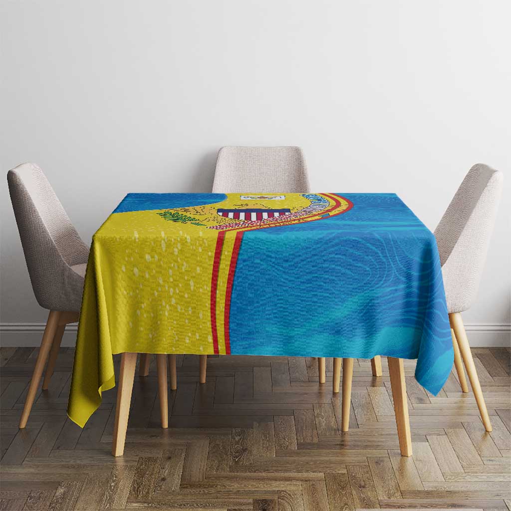 United States Virgin Islands Tablecloth with Blue Yellow Wave Design and Island Map Bird - Wonder Print Shop