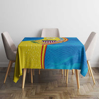 United States Virgin Islands Tablecloth with Blue Yellow Wave Design and Island Map Bird - Wonder Print Shop