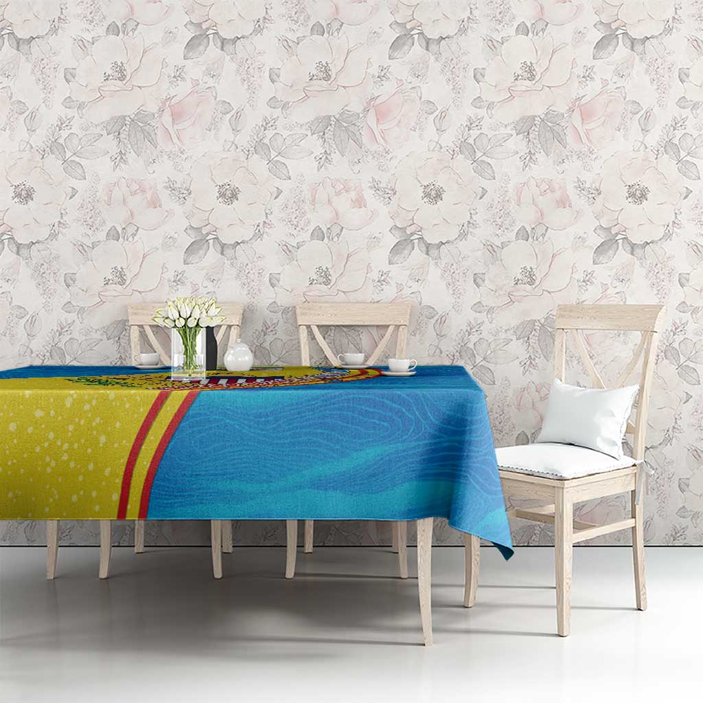 United States Virgin Islands Tablecloth with Blue Yellow Wave Design and Island Map Bird - Wonder Print Shop