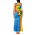 United States Virgin Islands Tank Maxi Dress with Blue Yellow Wave Design and Island Map Bird - Wonder Print Shop