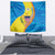United States Virgin Islands Tapestry with Blue Yellow Wave Design and Island Map Bird - Wonder Print Shop