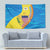 United States Virgin Islands Tapestry with Blue Yellow Wave Design and Island Map Bird - Wonder Print Shop