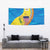 United States Virgin Islands Tapestry with Blue Yellow Wave Design and Island Map Bird - Wonder Print Shop