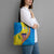 United States Virgin Islands Tote Bag with Blue Yellow Wave Design and Island Map Bird - Wonder Print Shop