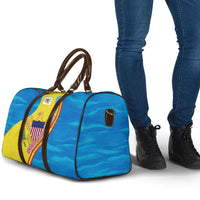 United States Virgin Islands Travel Bag with Blue Yellow Wave Design and Island Map Bird - Wonder Print Shop