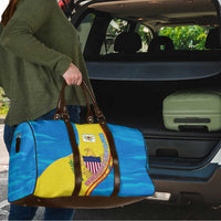 United States Virgin Islands Travel Bag with Blue Yellow Wave Design and Island Map Bird - Wonder Print Shop