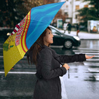 United States Virgin Islands Umbrella with Blue Yellow Wave Design and Island Map Bird - Wonder Print Shop