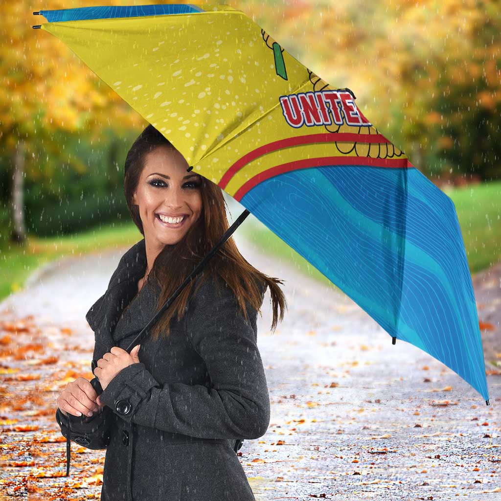 United States Virgin Islands Umbrella with Blue Yellow Wave Design and Island Map Bird - Wonder Print Shop