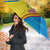 United States Virgin Islands Umbrella with Blue Yellow Wave Design and Island Map Bird - Wonder Print Shop
