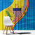United States Virgin Islands Window Curtain with Blue Yellow Wave Design and Island Map Bird - Wonder Print Shop