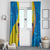 United States Virgin Islands Window Curtain with Blue Yellow Wave Design and Island Map Bird - Wonder Print Shop
